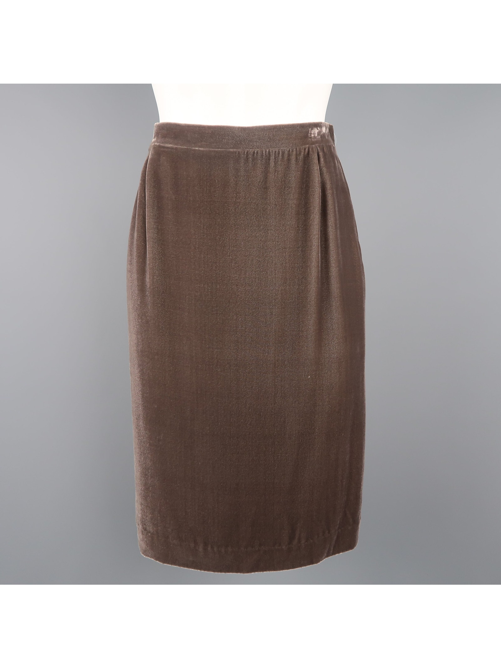 Missoni Size 6 Taupe Silk Blend Velvet Pencil Skirt